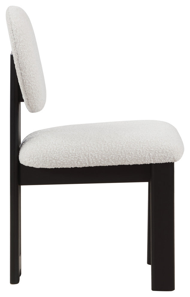 Napa Boucle Fabric Dining Chair, Set of 2, Cream, Black Finish