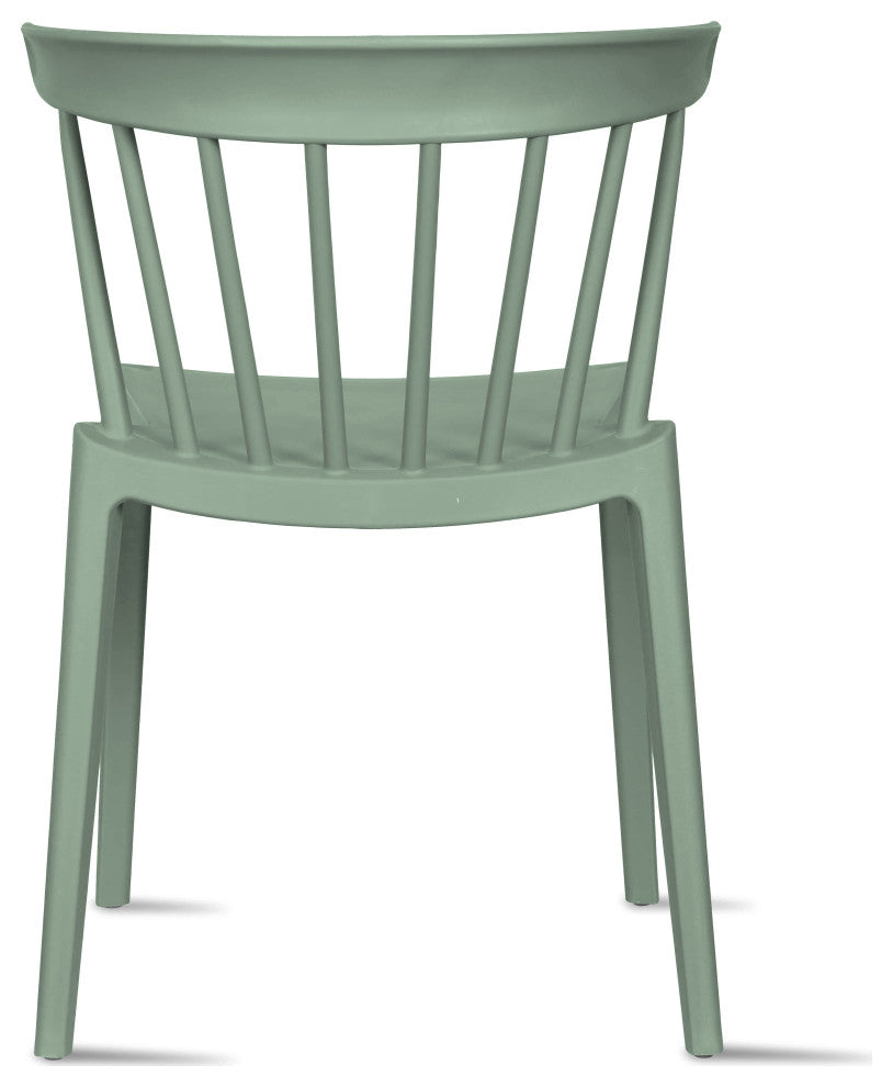 Dining Elbow Side Chair, Plastic Indoor/Outdoor Stackable Slat Back Patio Chair, Green