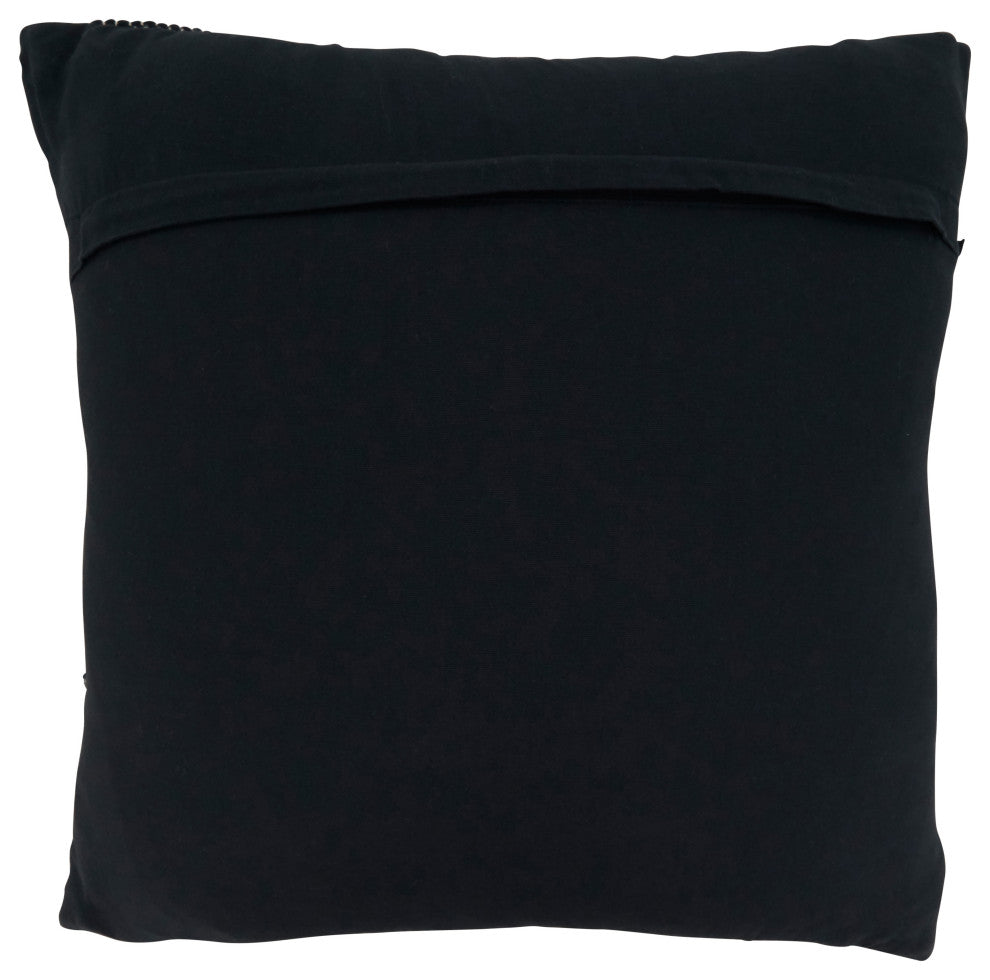 Down-Filled Throw Pillow With Chindi Design, 22"x22", Black