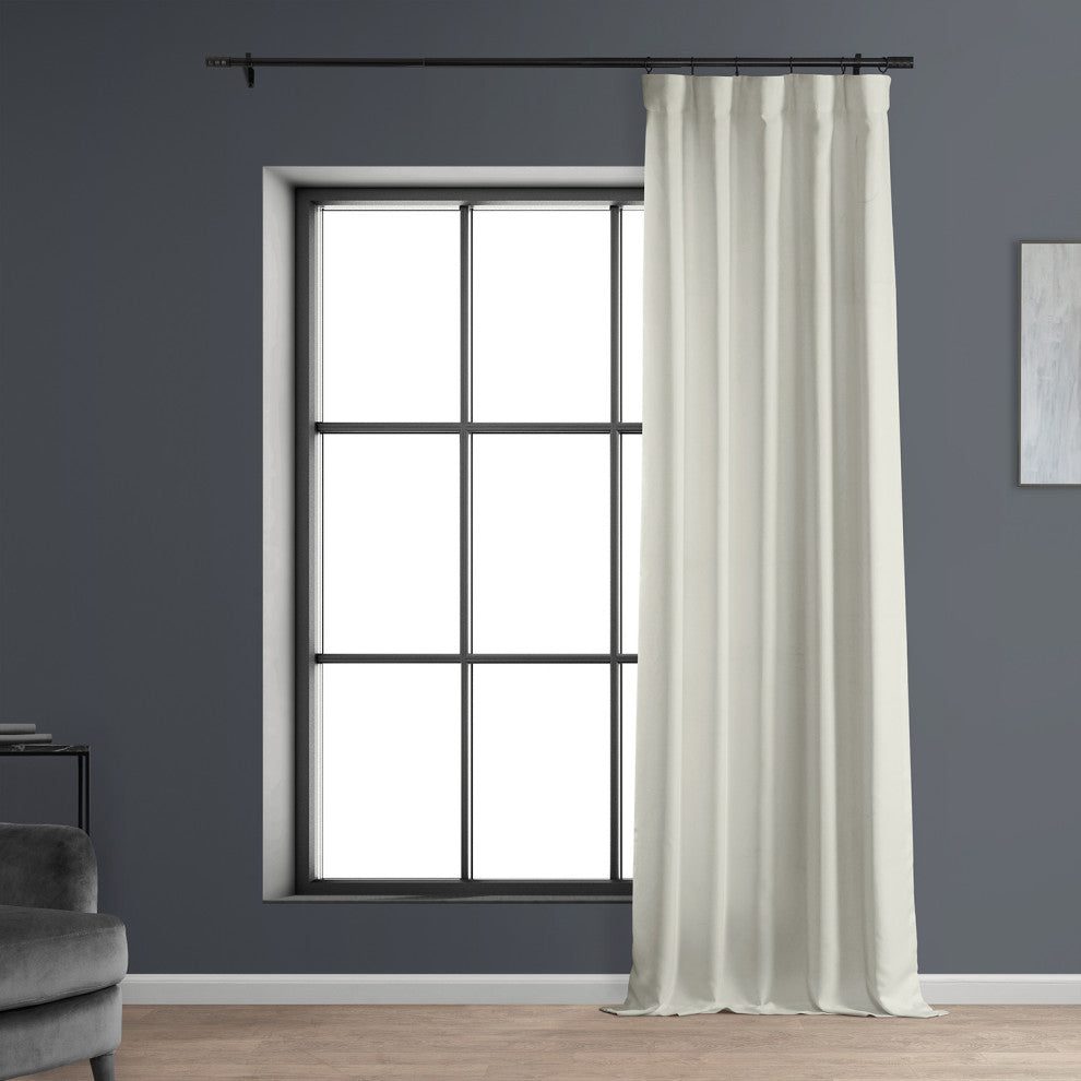 Italian Faux Linen Curtain Single Panel, Magnolia Off White, 50wx84l