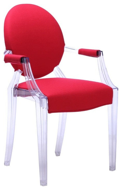 Set of 2 Ghost Arm Chairs with Cushions, Red