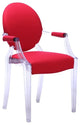 Set of 2 Ghost Arm Chairs with Cushions, Red
