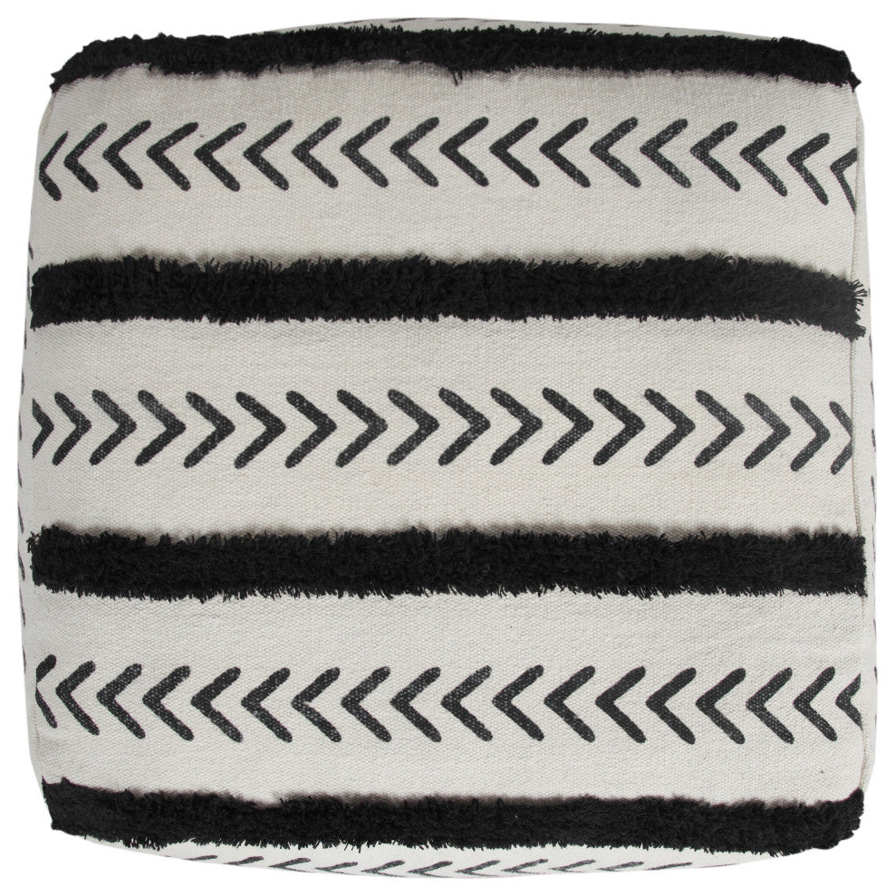 Textured Chevron Stripe Pouf Ottoman