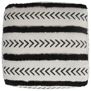 Textured Chevron Stripe Pouf Ottoman
