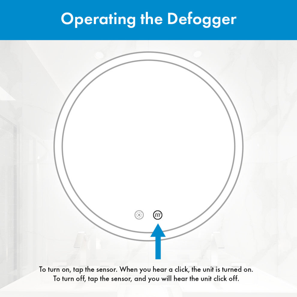 Orbit Round Dimmable LED Mirror with Defogger, 36"x1.75"