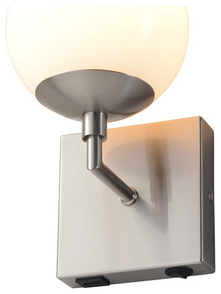 Globe Wall Sconce, 10'', Satin Nickel, Plug-in with Rocker Switch