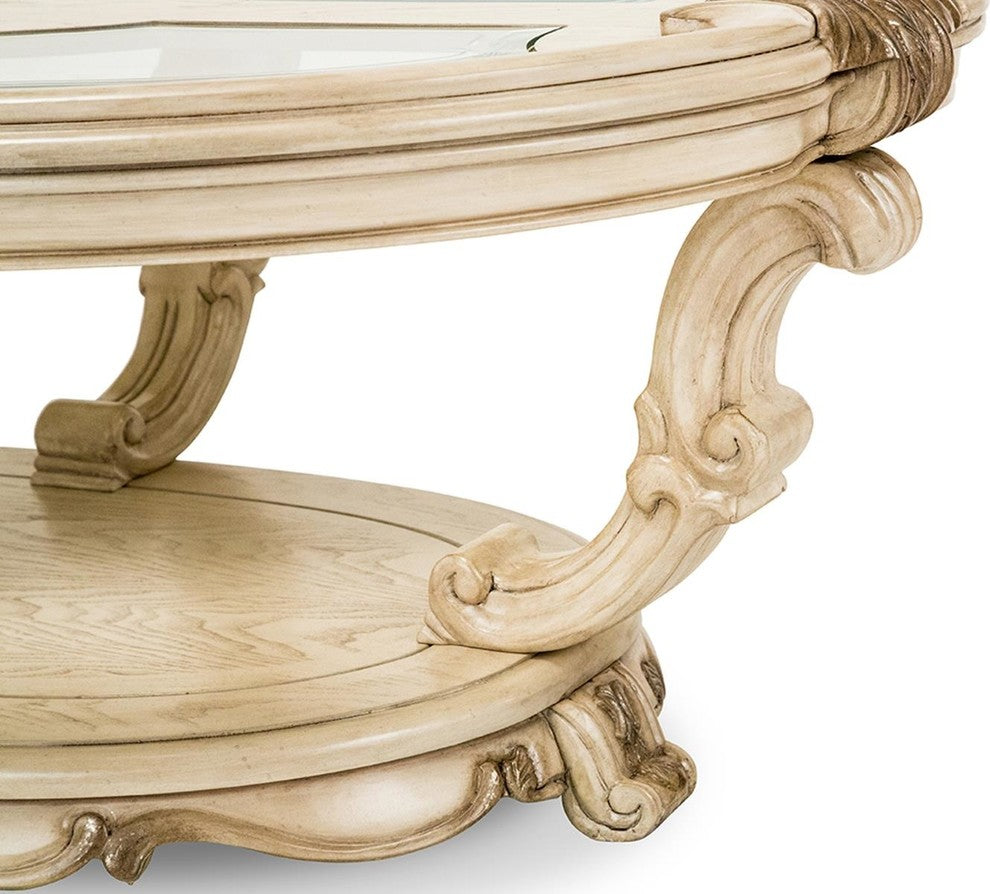 AICO Michael Amini Platine de Royale Oval Cocktail Table