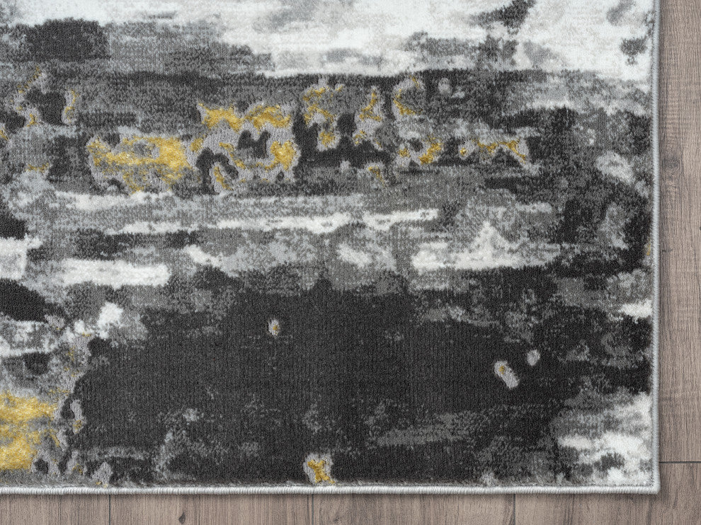 Abani Luna LUN100A Contemporary Gold and Grey Abstract Area Rug