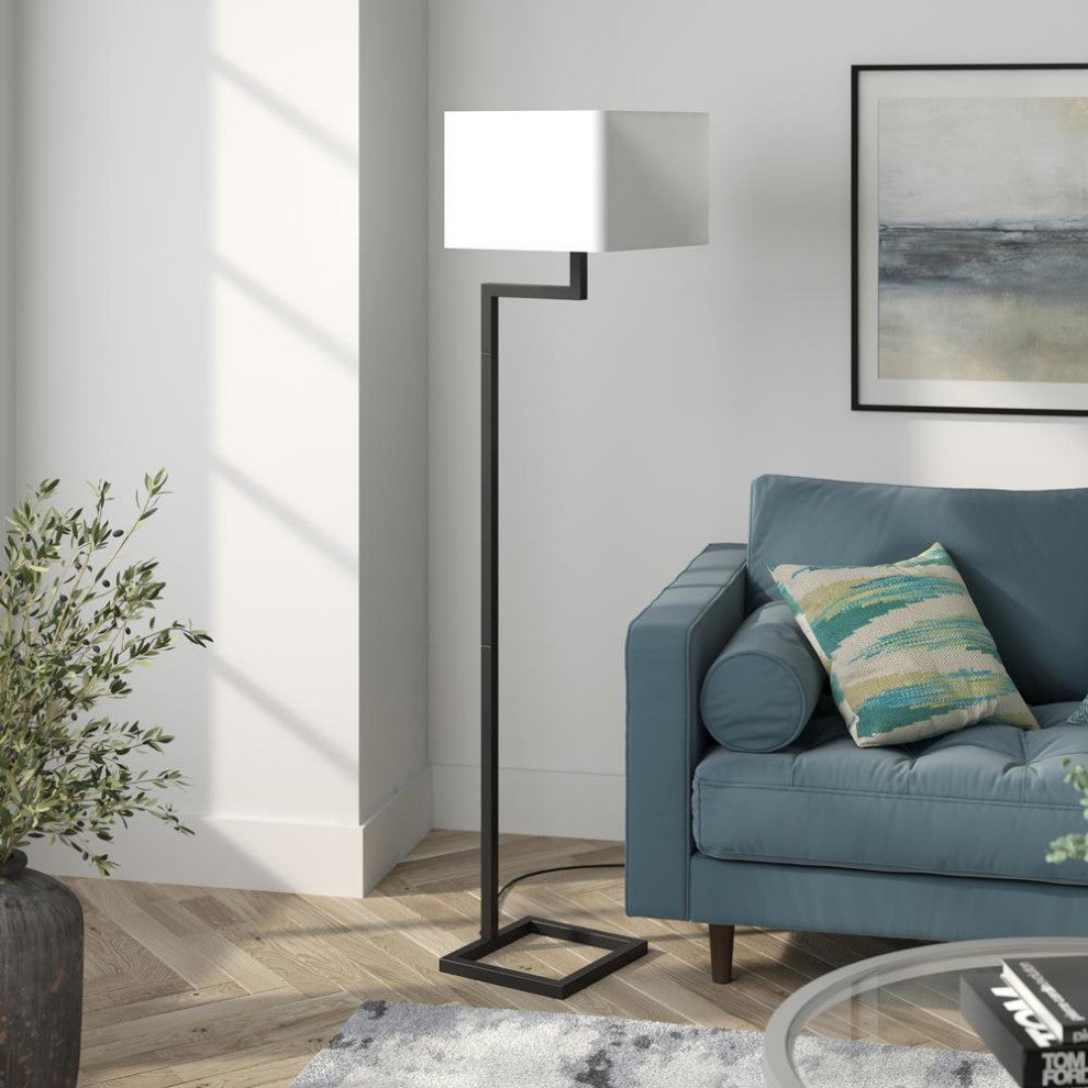 Henn&Hart 16" Blackened Bronze Metal/Fabric Floor Lamp