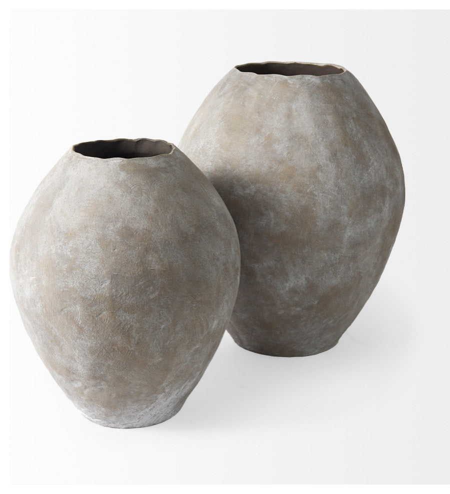 Gobi 20Lx23H Small Tan Ceramic Oval Vase