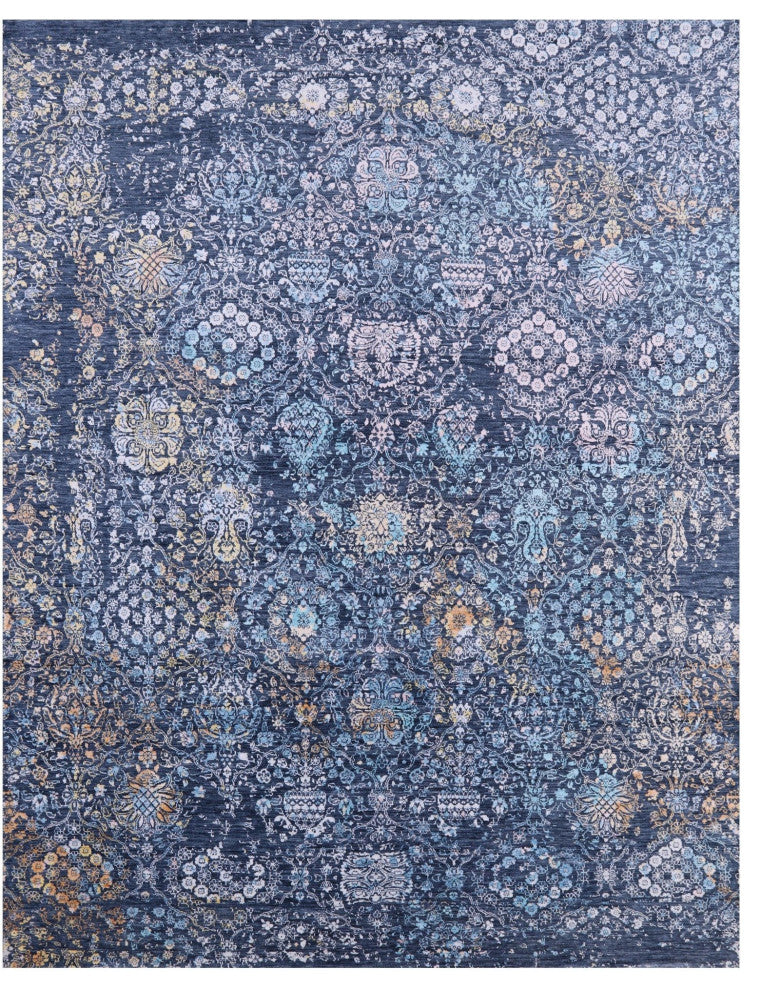 7' 9" X 10' 1" Modern Hand-Knotted Wool and Silk Rug Q11811