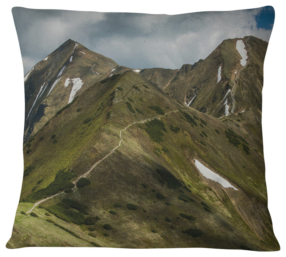Trekking Patch in Tatra Mountains Landscape Printed Throw Pillow, 18"x18"