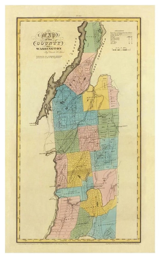 "New York - Washington County, 1829" Print by David H. Burr, 29"x46"