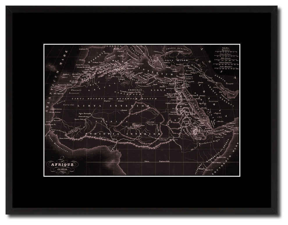 Ancient Africa Vintage Vivid Sepia Map Canvas, 16"x21"