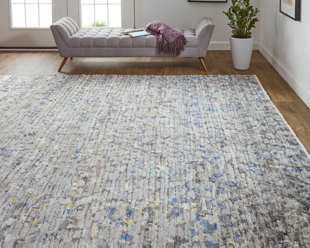 Weave & Wander Breel Contemporary Silk Shag, Gray/Multi, 2'x3'