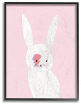 Stupell Industries Pink Bowie Bunny, 16"x20", Black Framed