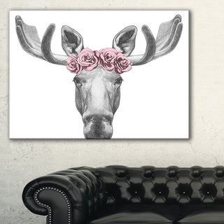 "Moose With Floral Head Wreath Moose" Wall Art, 32"x16"