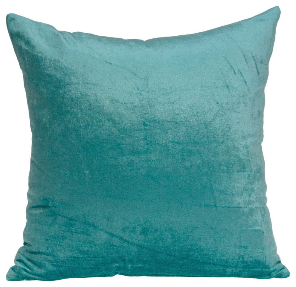 20" X 7" X 20" Transitional Aqua Solid Pillow Cover With Down Insert