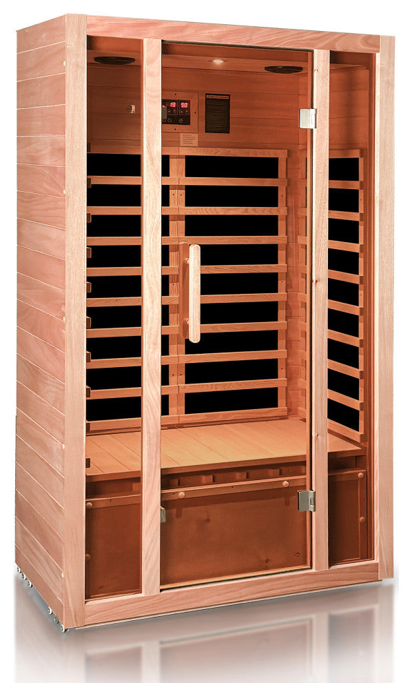 Extendable Indoor FAR Infrared Heating Sauna Bluetooth, Wood, 2-Person