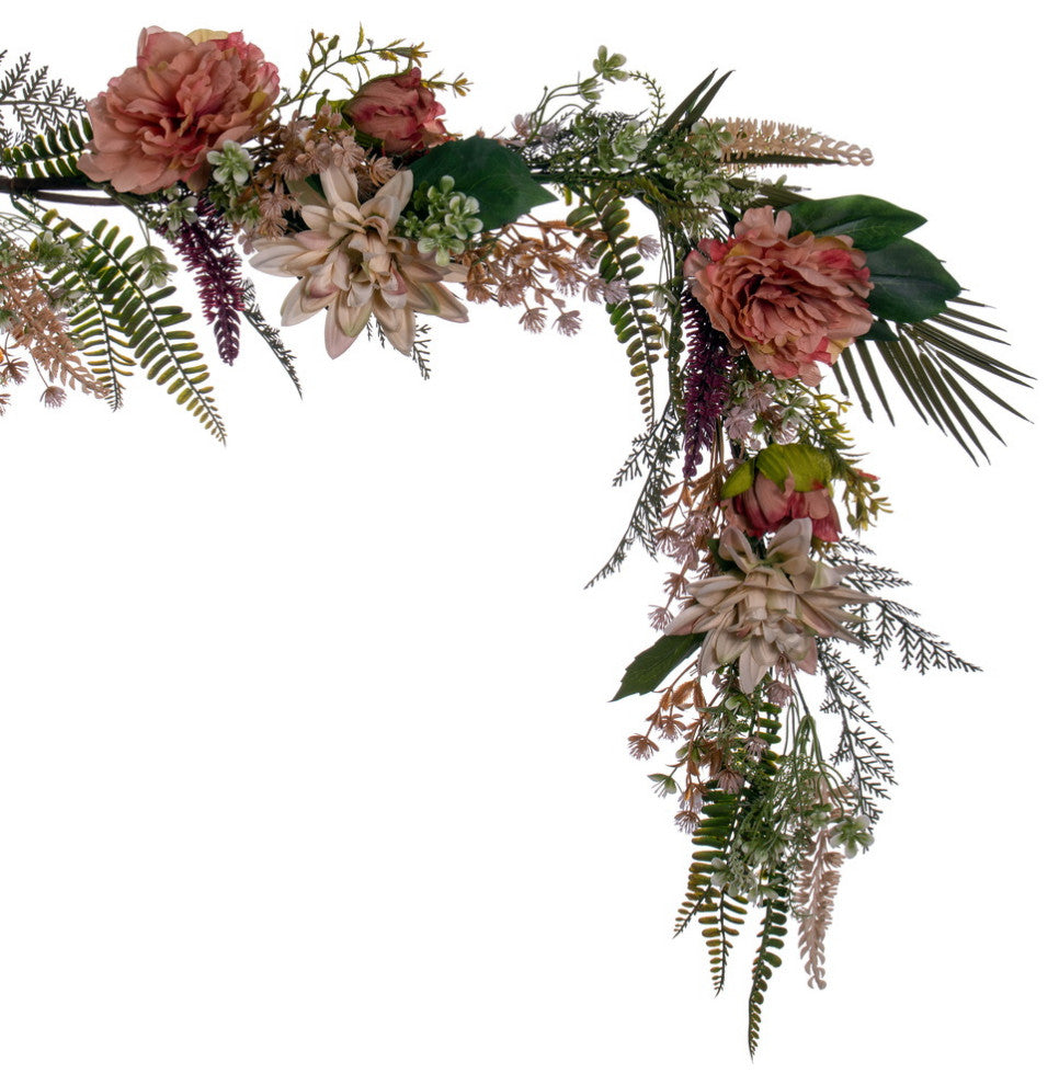 Vickerman 6'' Coral Artificial Peony Dahlia Garland.