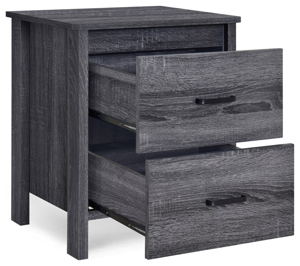 Titeca Contemporary 3 Piece Double Dresser and Nightstand Set, Sonoma Grey Oak