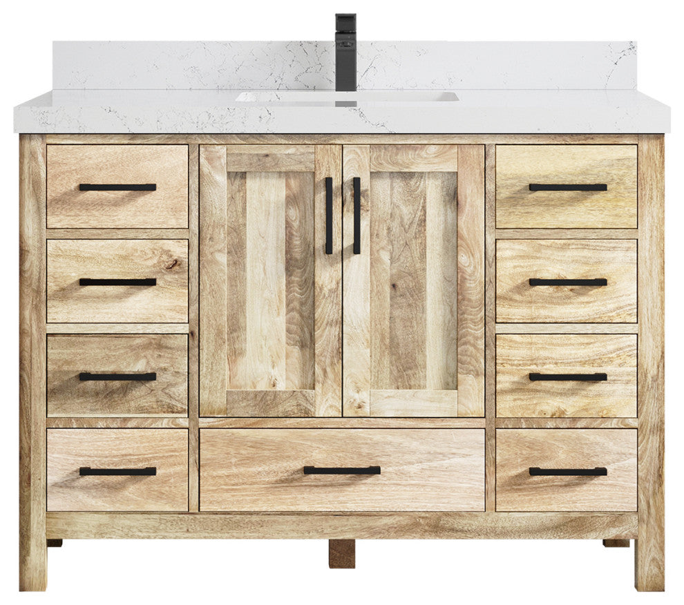 Malibu Mango 48 Single Sink Bath Vanity in White Washed 2" Empira Quartz