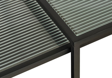Metal and Fluted Glass Nesting Coffee Tables, Black