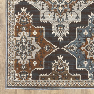 Emilia Panel Medallions Blue/ Rust Area Rug 9'10" x 12'10"