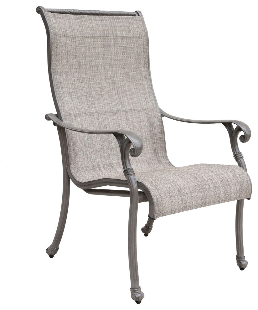 7-Piece Rectangle Dining Set With 6 Sling Chairs, Heritage Grey