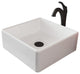 Elavo Square Ceramic Vessel Sink, Bathroom Arlo Faucet, Drain, Matte Black