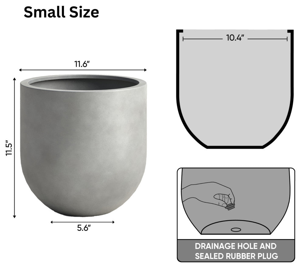 DTY Signature Mount Antero 1-piece Fiberstone Bullet Planter, Gray, Small