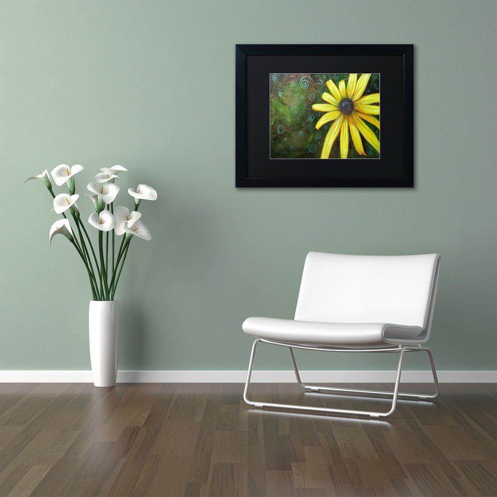'Black Eyed Susan' Art, 16x20, Black Frame, Black Mat
