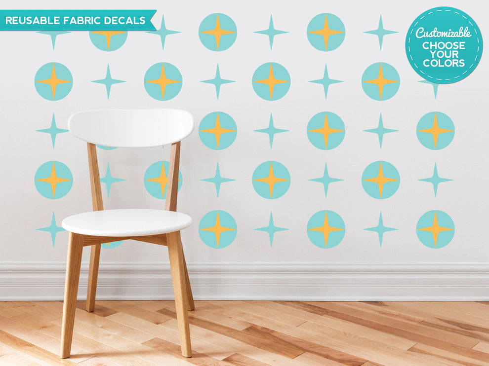 Circles and Stars Fabric Wall Decals, Set of 20