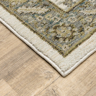 Adeline Vintage Borders Stone and Ivory Area Rug, 5'3"x7'3"