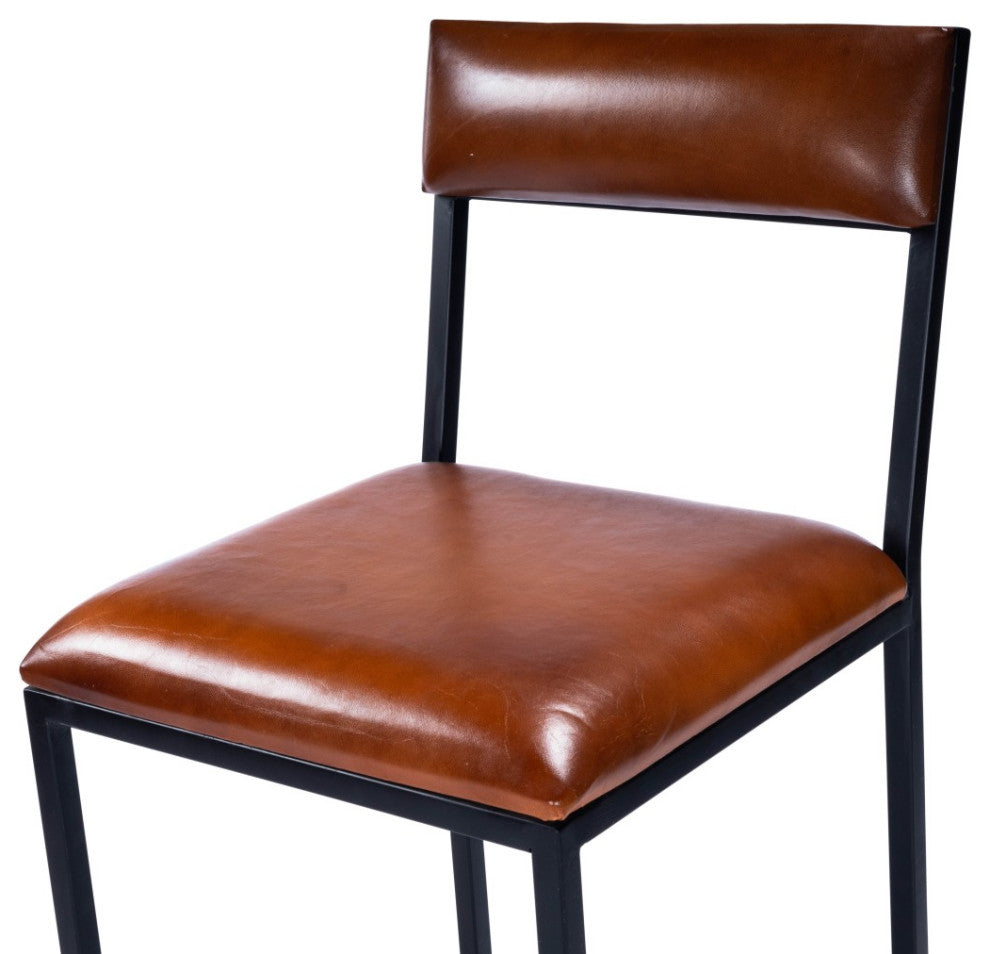Classic Leather and Metal Counter Stool