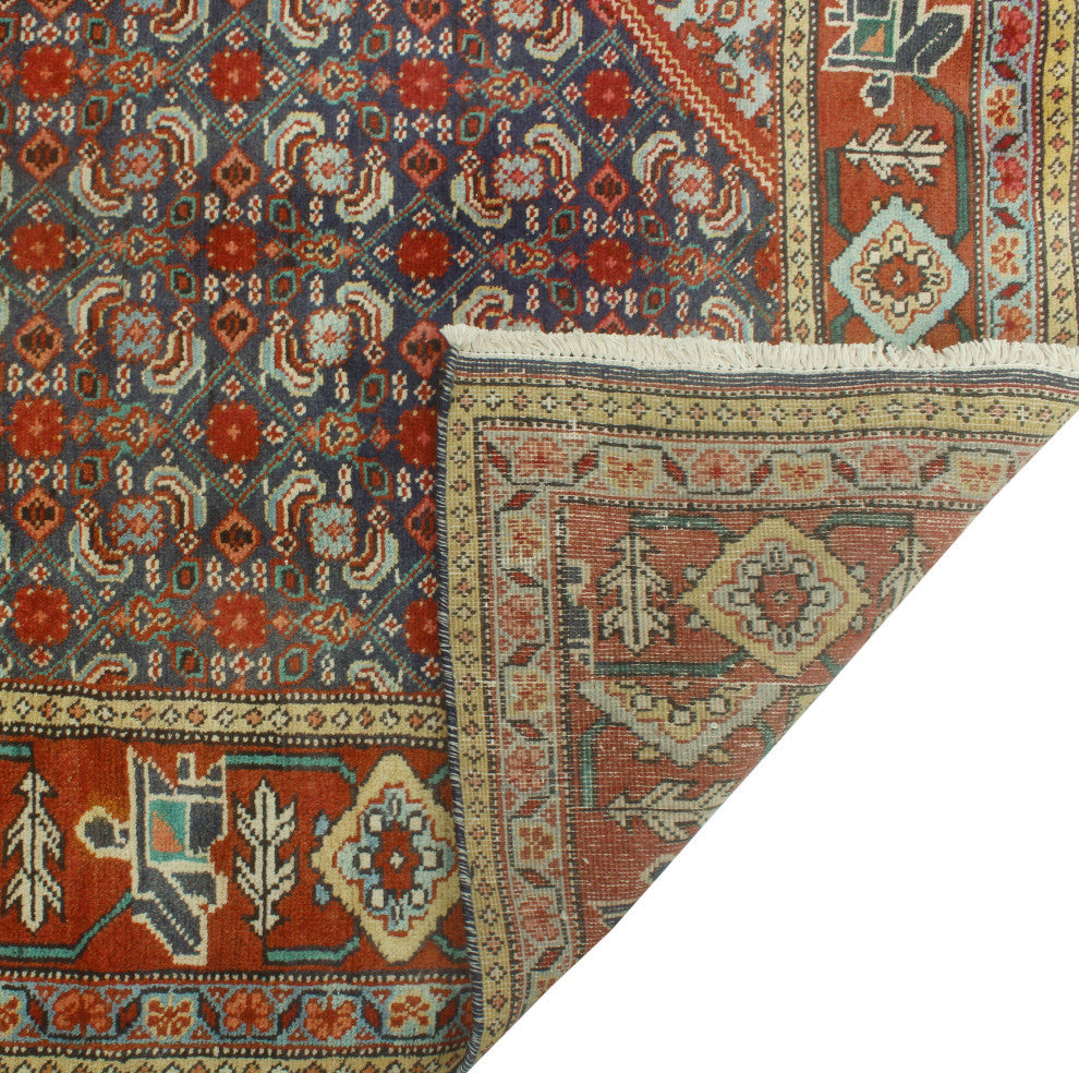 Semi-Antique Andie Rust/Navy Runner, 3'11x10'3