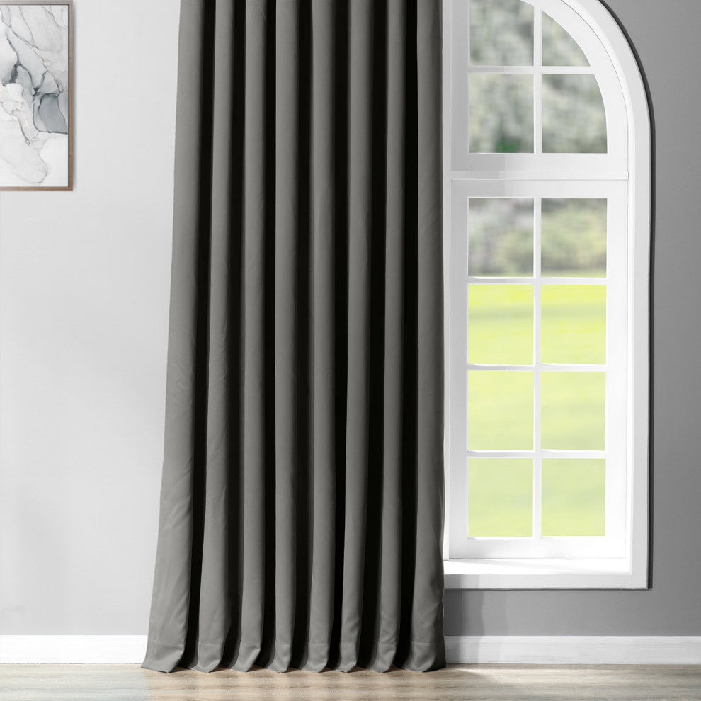 Anthracite Gray Grommet Doublewide Room Darkening Curtain Single Panel, 100"x96"