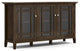 Bedford Solid Wood Wide Storage Cabinet, Dark Tobacco Brown