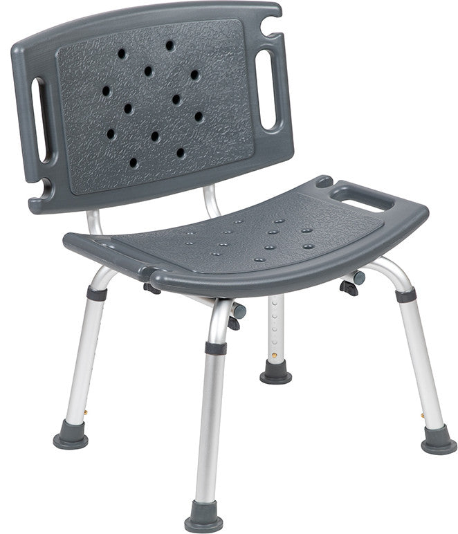 300 Lb. Capacity, Adjustable Bath and Shower Chair With Extra Large Back, Gray