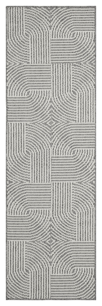 Nourison Natural Texture 2'3" x 7'6" Charcoal Ivory Modern Indoor Rug