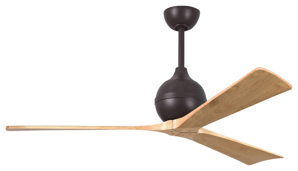 Irene-3 Paddle Fan, Textured Bronze, 60", Light Maple Blades