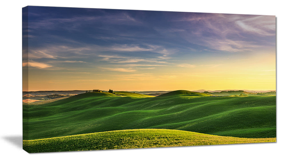 "Green Rural Rolling Hills Tuscany" Landscape Wall Art Print, 1 Panel, 60"x28"