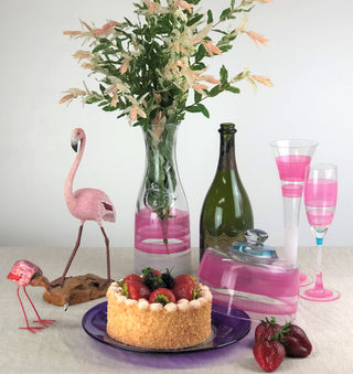 Retro Stripe Pink Champagne Glasses, Set of 2