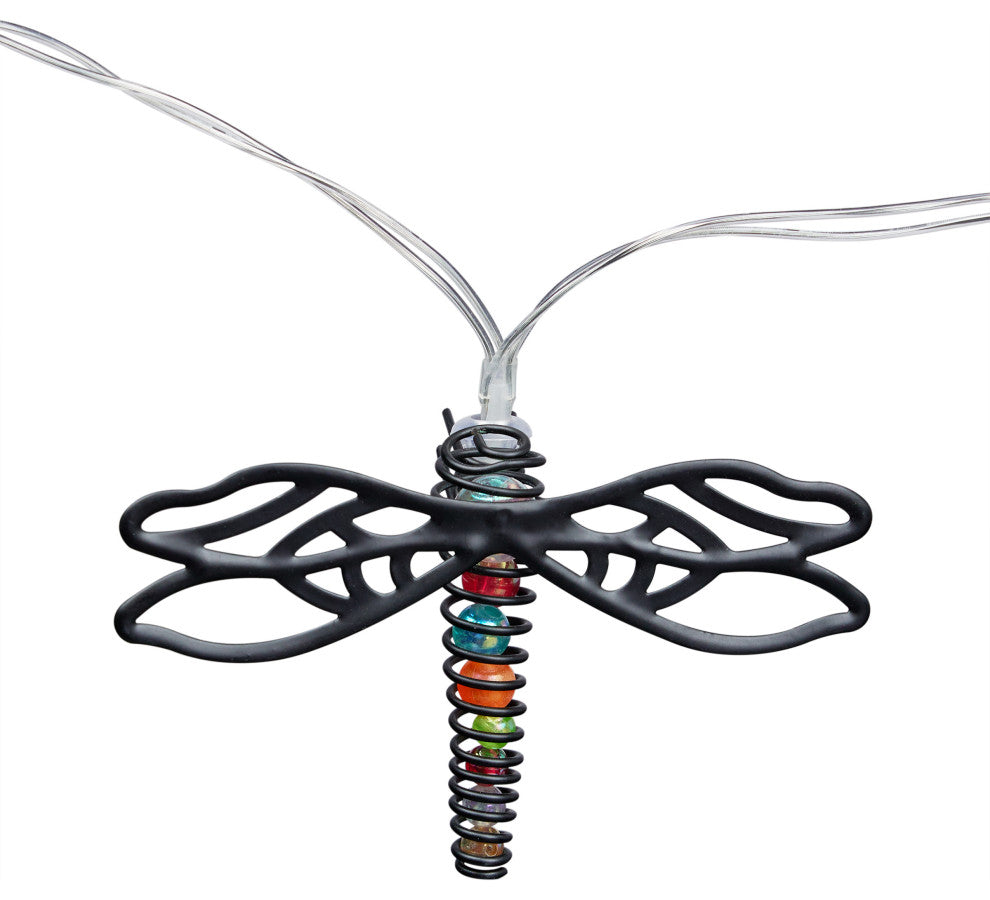 93"L Indoor 10-Bulb Decorative Metal Dragonfly LED String Lights