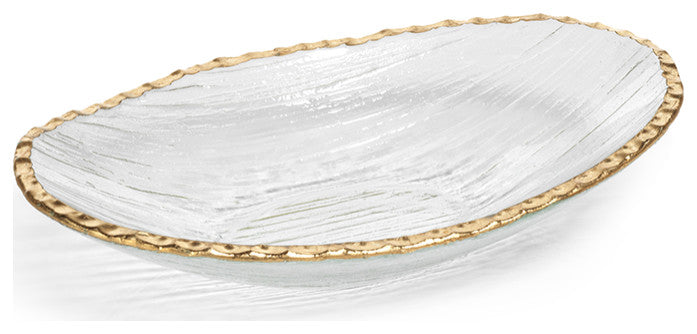 Cassiel Clear Bowls With Jagged Gold Rim, Set of 3, Large