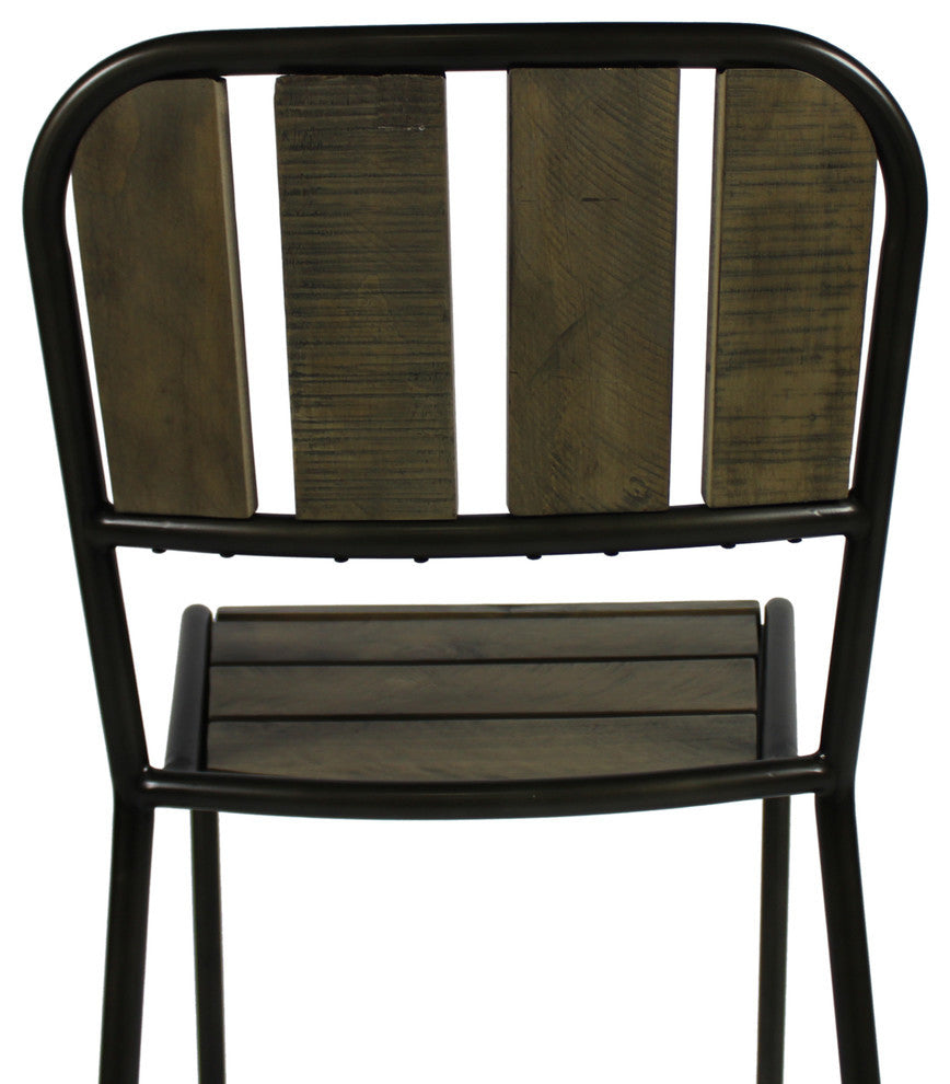 Cole Reclaimed Solid Wood Counter Chair in Brown with Black Metal Frame