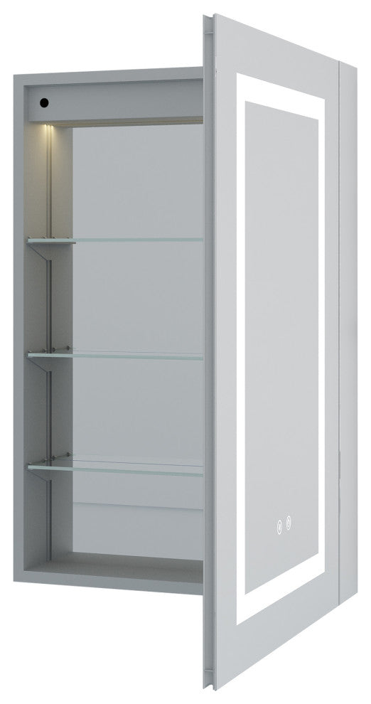 Recessed/Surface Mount LED Medicine Cabinet Mirror with Defogger, 20"x30" Right Hinge