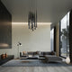 Cascade LED 15-Light Etched Glass Round Chandelier 3500K, Black