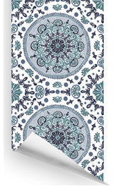 Sundial Wallcovering, Blue, Roll, Traditional