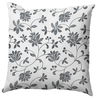 Traditional Floral Polyester Indoor Pillow, Black, 20"x20"